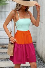 Color Block Tie Back Mini Casual Dress - Image 4