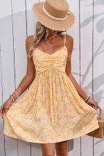 Floral Print Ruched Cute Casual Dress - Image 3
