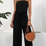Bandeau High Waist Black Casual Jumpsuits