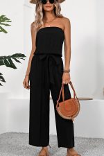 Bandeau High Waist Black Casual Jumpsuits