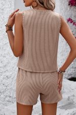 Fashion Stripe Print Round Neck Casual Two Pieces Sets - Image 4