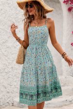Fashion High Waist Floral Print Midi Dress - Image 5