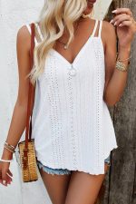 Double Straps V Neck Hollow Casual Tops - Image 2