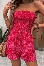 Fashion Floral Smocked Chest Bandeau Rompers - Image 2