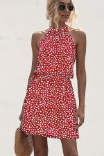 Polka Dot Print Halter Neck Casual Dress - Image 5