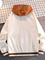Men's Casual Letter Print Hooded Varsity Jacket, Chic Vintage Style Thin Bomber Jacket For Spring Fall - Image 5