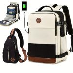 Large Capacity Travel Backpack With Shoe Compartment, Dacron Lightweight Laptop Daypack With Charging Port, Fashion Travel Commuter Bag - Image 17