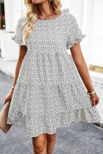 Fashion Floral Print Short Sleeve Mini Dress - Image 5