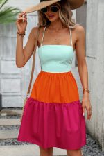 Color Block Tie Back Mini Casual Dress - Image 5