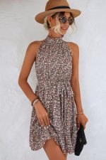 Fashion Floral Print Halter Neck Mini Dress - Image 2