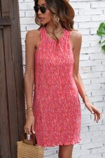 Fashion Floral Print Sleeveless Mini Dress - Image 3