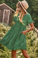 Floral Print Short Sleeve Mini Dress - Image 2
