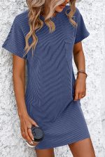 Stripe Round Neck Casual Dress - Image 2