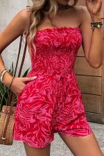 Fashion Floral Smocked Chest Bandeau Rompers - Image 4