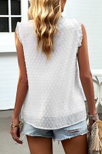 Cute V Neck Button Sleeveless Tops - Image 5