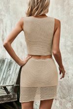 Fahion Hollow Knitted Two Pieces Set - Image 5