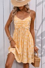 Floral Print Ruched Cute Casual Dress