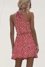 Polka Dot Print Halter Neck Casual Dress - Image 4