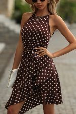 Dots Print Knot Waist Ruffle Mini Dress - Image 4