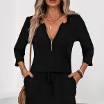 Fashion Zipper Drawstring Casual Dress