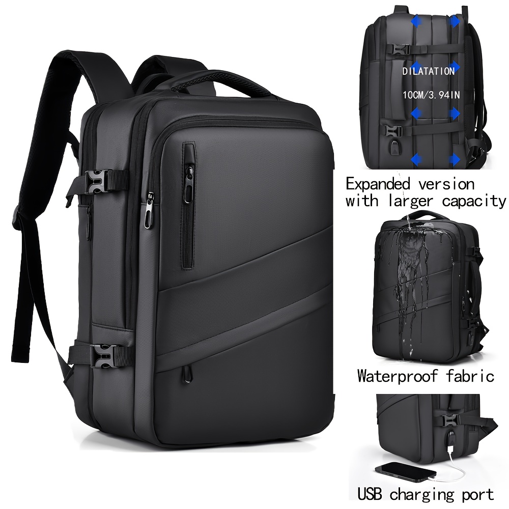 04f0bf6d-5847-4394-8e29-9966f439b4dd.jpg 1pc Expandable Laptop Backpack, Waterproof Business Travel Backpack, Fits 15.6-Inch Laptop - Image 1