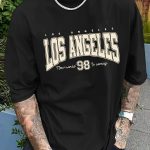 LOS ANGELES 98 Print T-shirt For Men, Casual Short Sleeve T-shirt For Summer - Image 4