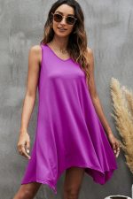 Irregular Hem Solid Color Mini Dress - Image 6