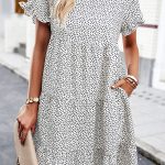 Fashion Floral Print Short Sleeve Mini Dress