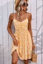 Floral Print Ruched Cute Casual Dress - Image 5