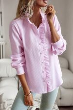 Button Stringy Selvedge Long Sleeve Casual Tops - Image 5
