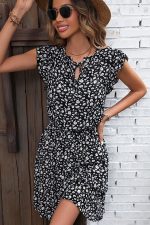 Fashion Floral Print Ruffle Sleeve Mini Dress - Image 5