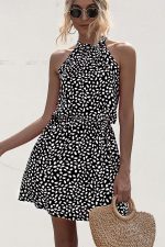 Halter Neck Polka Dot Print Casual Dress - Image 2