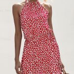 Polka Dot Print Halter Neck Casual Dress