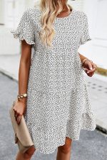 Fashion Floral Print Short Sleeve Mini Dress - Image 6