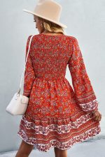 Bohemia Smocked Bust Long Sleeve Printed Dress - Image 6