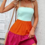 Color Block Tie Back Mini Casual Dress