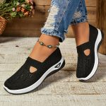 Women's Cut-out Sneakers, Casual Breathable Slip On Walking Shoes, Lightweight Outdoor Flat Shoes - Image 15