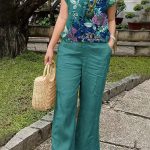 Elegant Two Piece Set, Floral Print Crew Neck Tank Top & Elastic Waist Pocket Pants Outfits For Spring & Summer, Women's Clothing