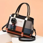Colorblock Handbag For Women, Plaid Pattern Shoulder Bag, Casual Crossbody Purse With Pompom Charms - Image 6