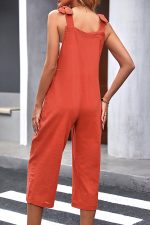Tie Shoulder Solid Sleeveless Jumpsuit - Image 6