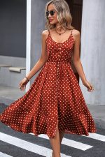 Fashion Dots Print Sleeveless Tie Waist Dress - Image 3