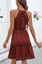 Dots Print Halter Neck Casual Mini Dress - Image 5