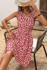 Floral Print Sleeveless Ruffled Dress - Image 2