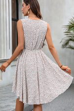 Floral Print V Neck Ruffle Hem Dress - Image 5