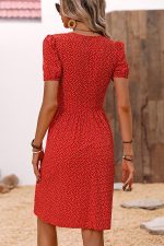 V Neck Floral Print Cutout Design Dress - Image 6