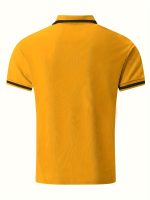 Breathable Regular Fit Men's Chic Contrast Binding Short Sleeve Golf Shirt With Chest Pocket For Summer, Men's Clothing - Image 11