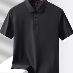 Men's Solid Seamless Short Sleeve Button Up Lapel Shirt, Lightweight Business Casual Style, Breathable Short Sleeve Top, Solid Color Classic Collar Summer Golf Shirts - Image 2