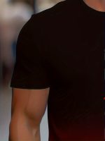 Men's Gradient Color Black Graphic Print T-shirt, Short Sleeve Crew Neck Tee, Men's Clothing For Outdoor - Image 7