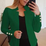 Solid Open Front Blazer, Casual Long Sleeve Button Blazer For Office & Work, Women's Clothing - Image 2