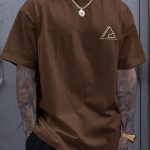 Geometric Graphic Print Men's Creative Top, Casual Short Sleeve Crew Neck T-shirt, Men's Clothing For Summer Outdoor - Image 7